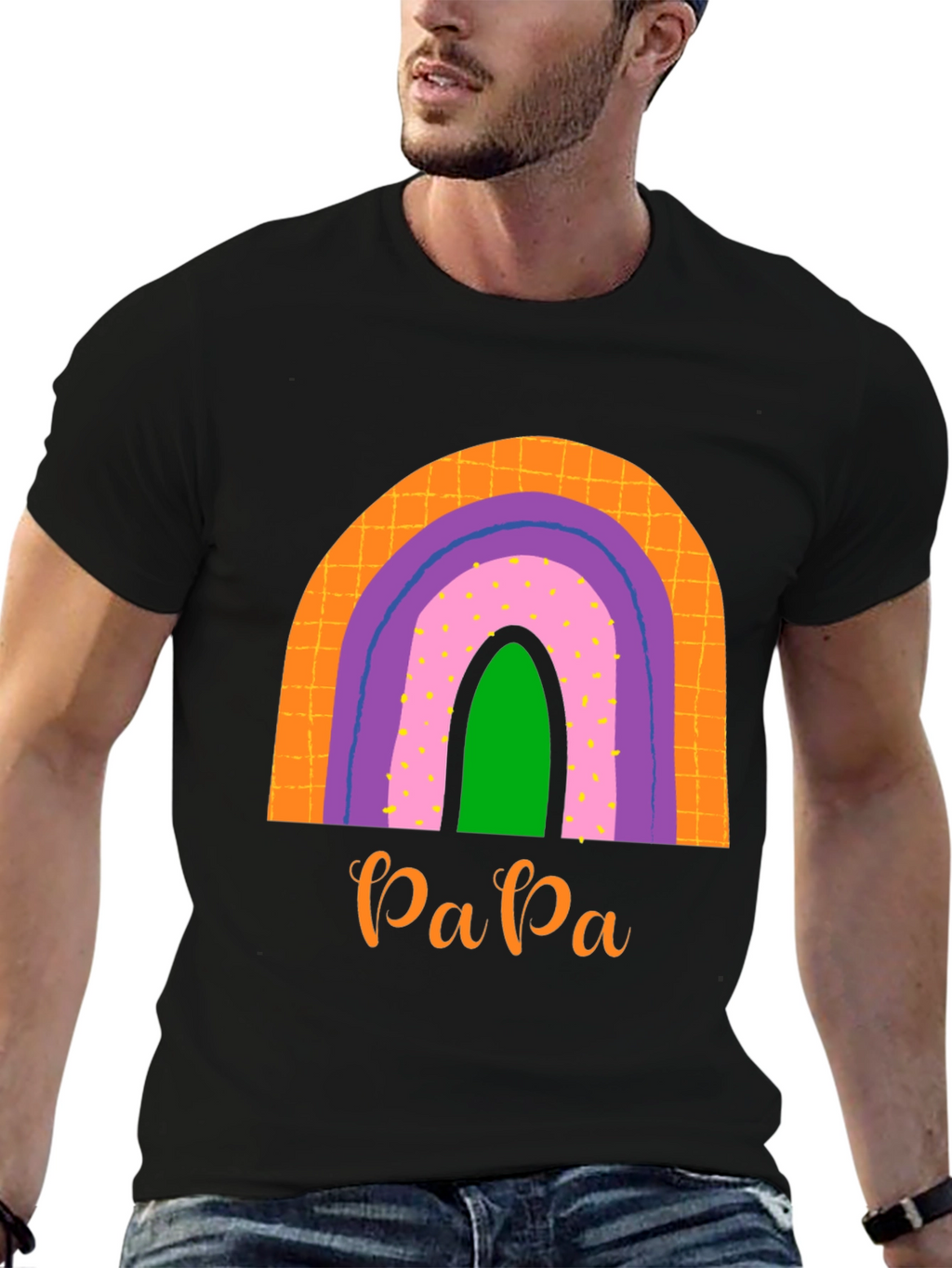 Retro Papa Rainbow Graphic Tee - Dads Pride