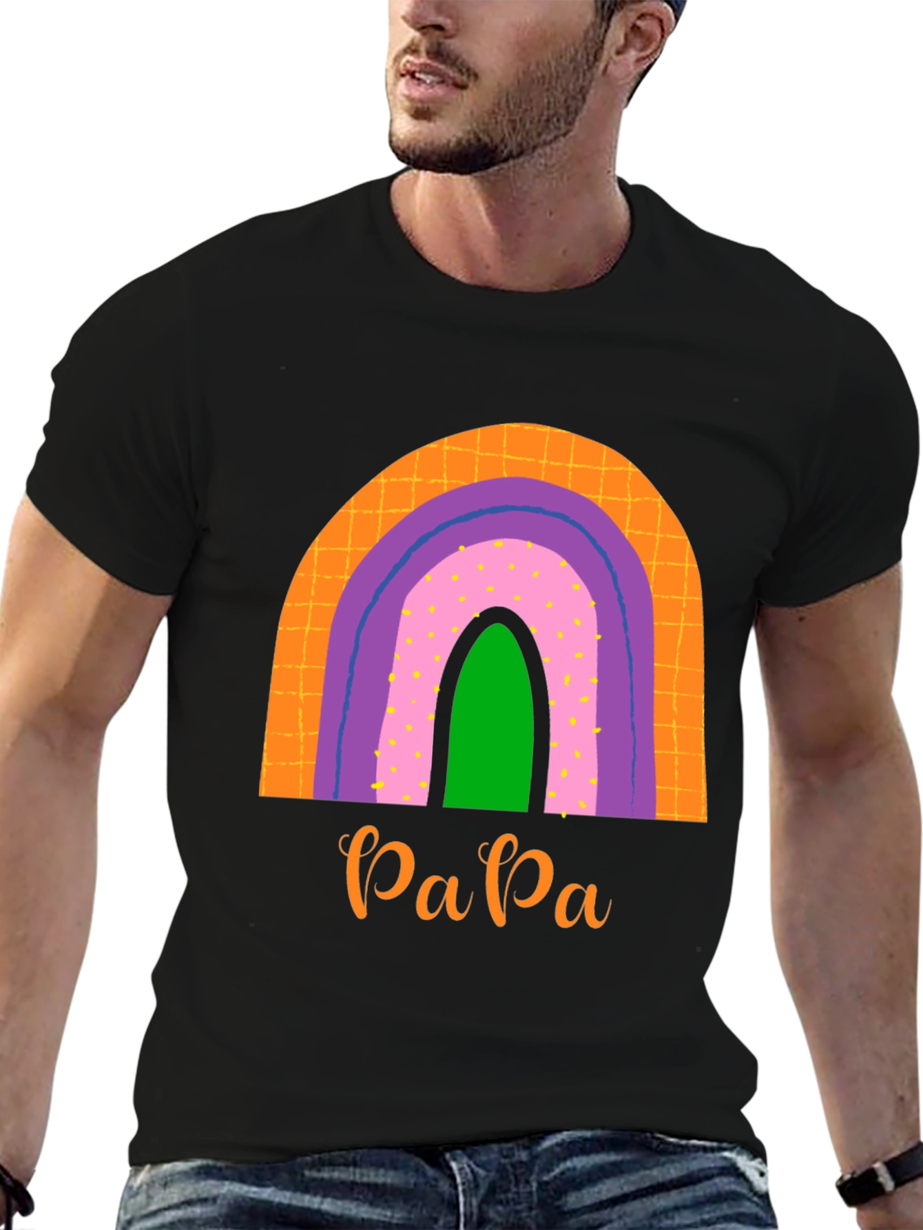 Retro Papa Rainbow Graphic Tee - Dads Pride
