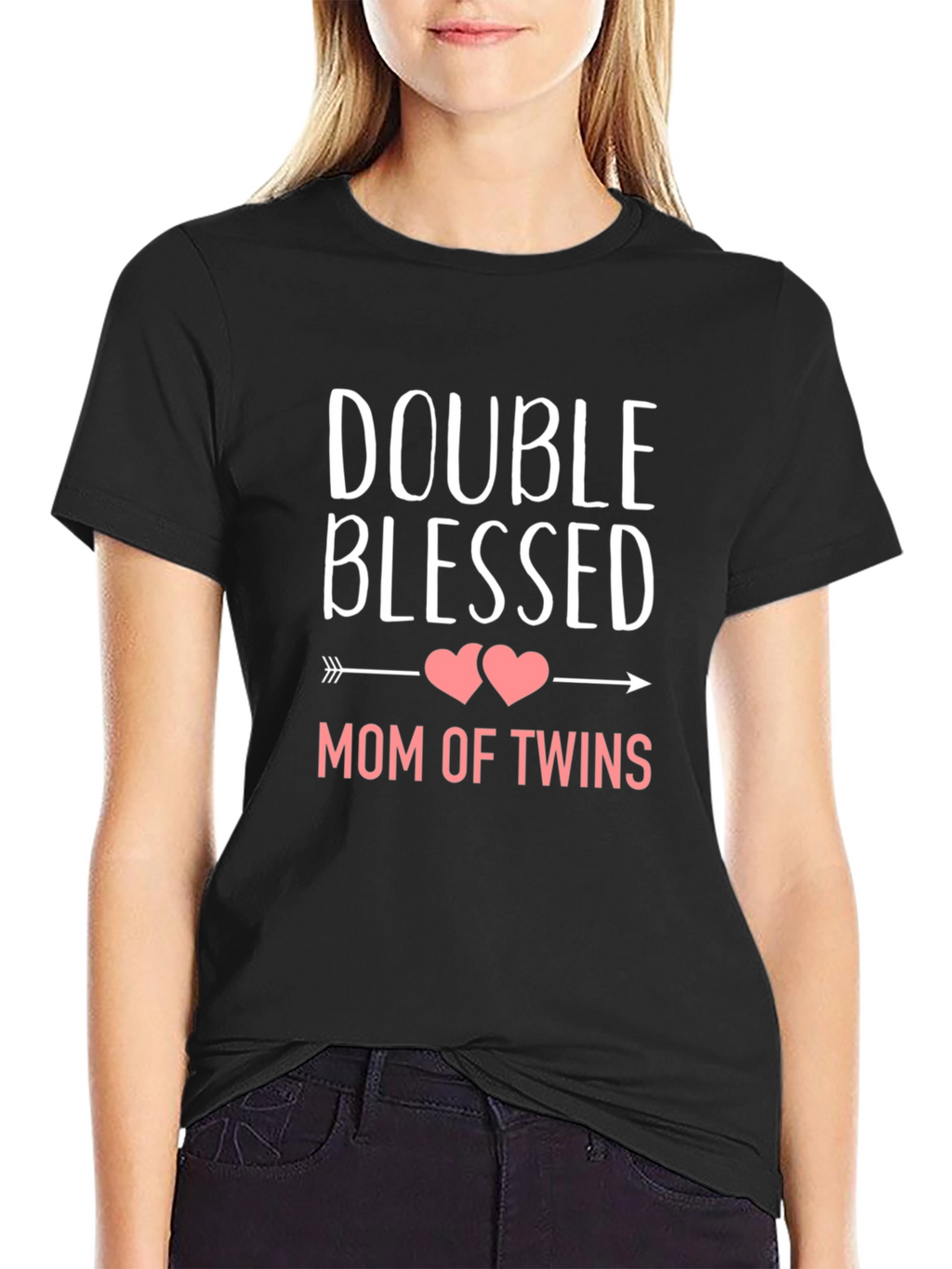 Double Blessed Mom of Twins Black T-Shirt