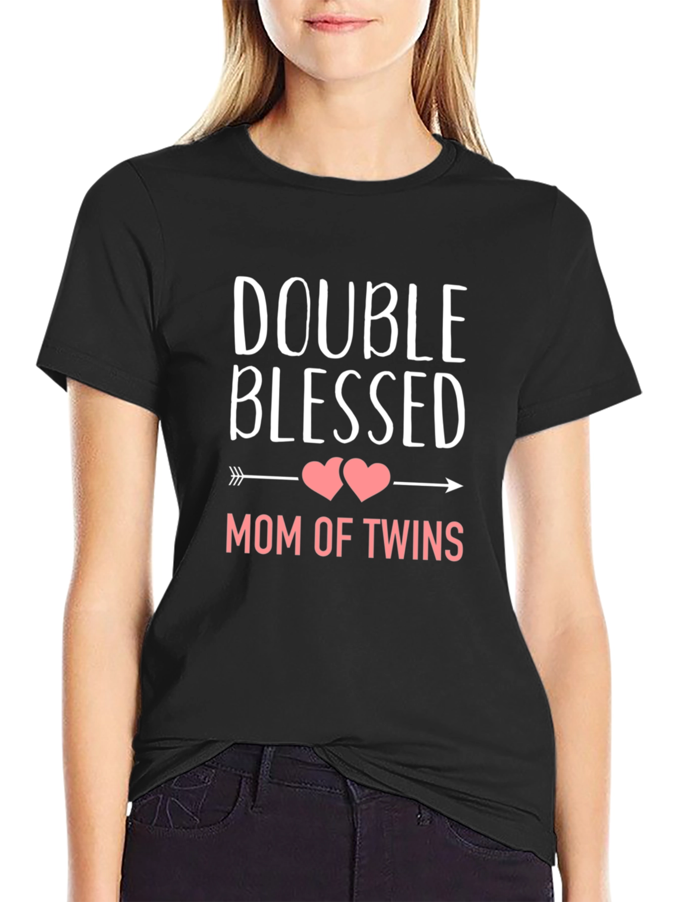 Double Blessed Mom of Twins Black T-Shirt
