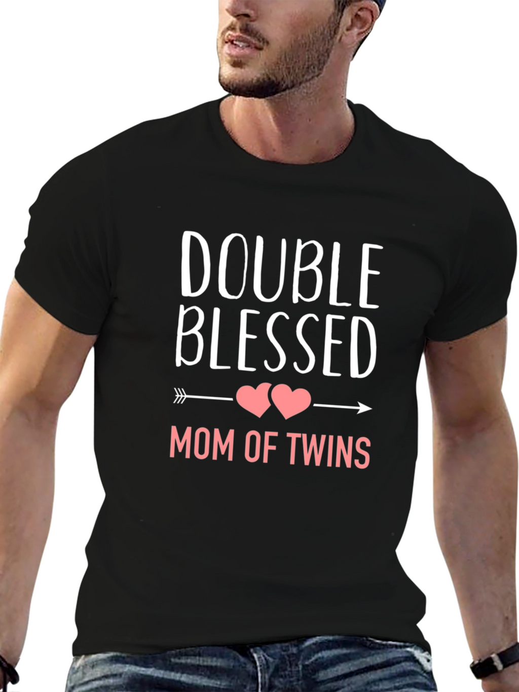 Double Blessed Mom of Twins Black T-Shirt