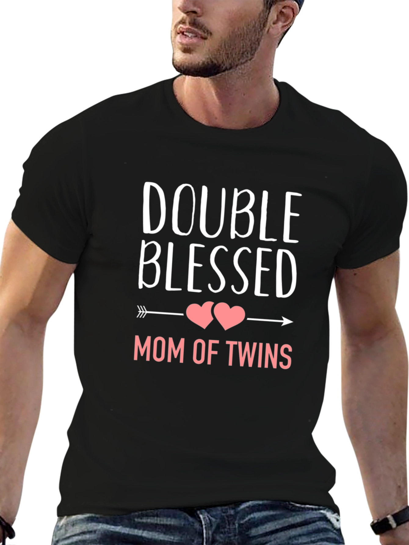Double Blessed Mom of Twins Black T-Shirt