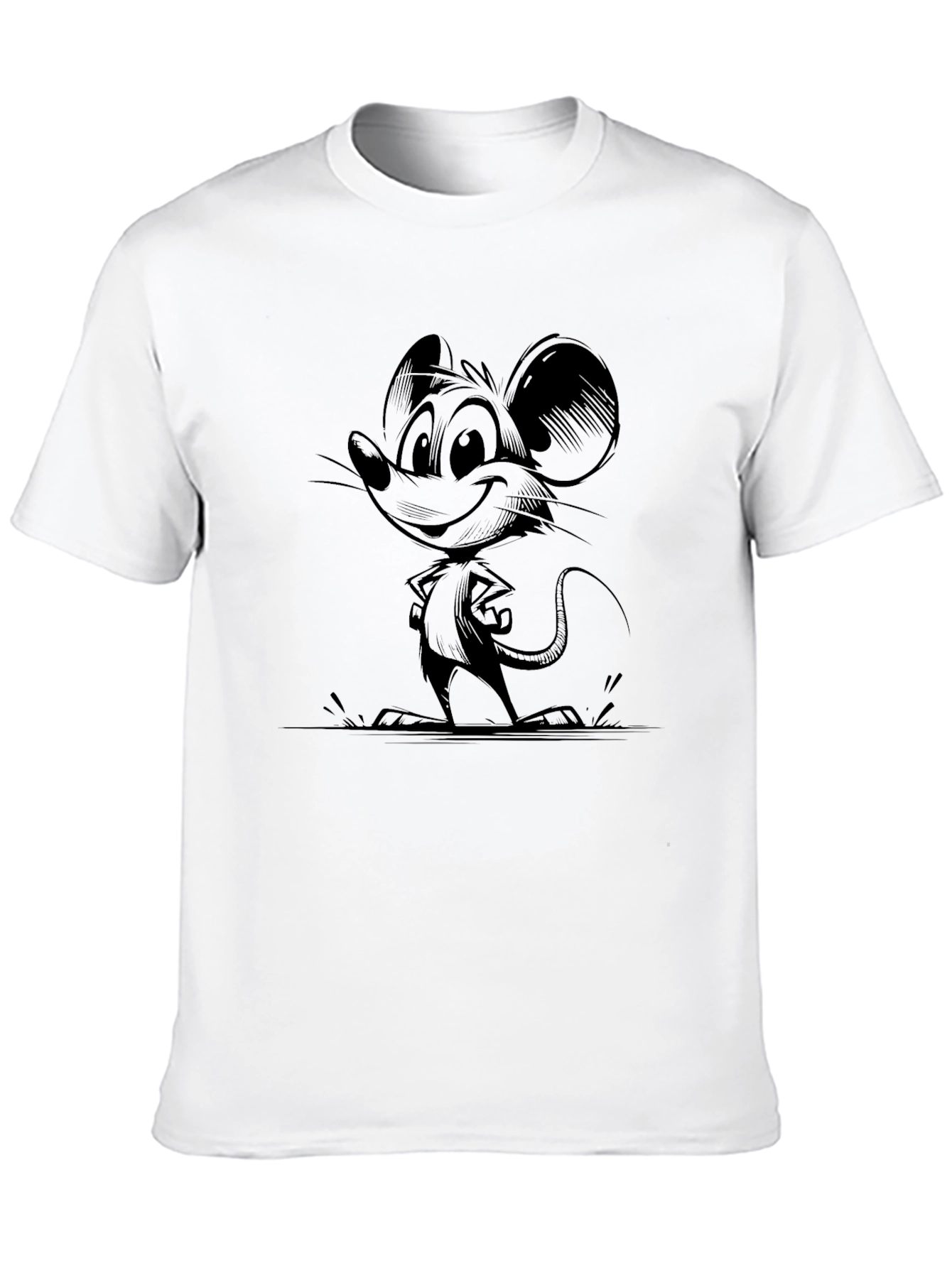 Cartoon Mouse Graphic Black T-Shirt