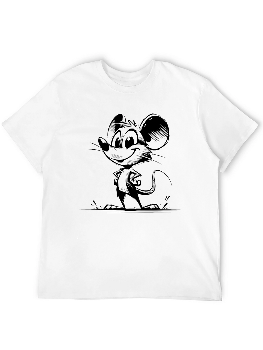 Cartoon Mouse Graphic Black T-Shirt
