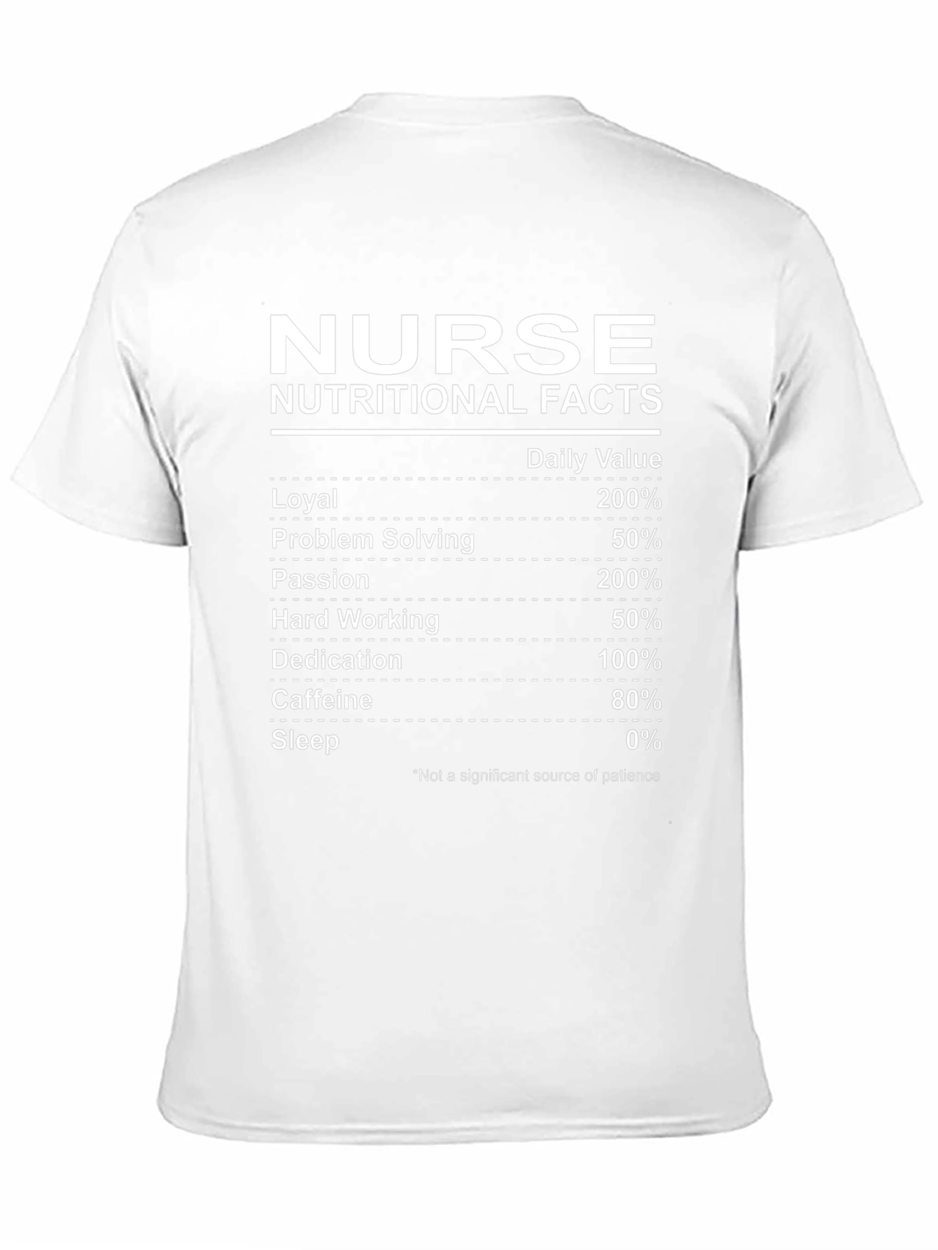 Nurse Nutritional Facts Black T-Shirt