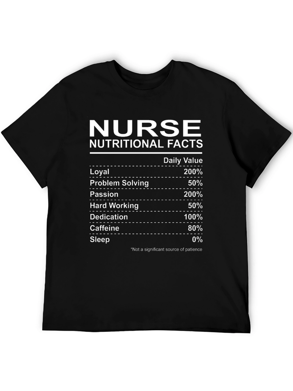 Nurse Nutritional Facts Black T-Shirt