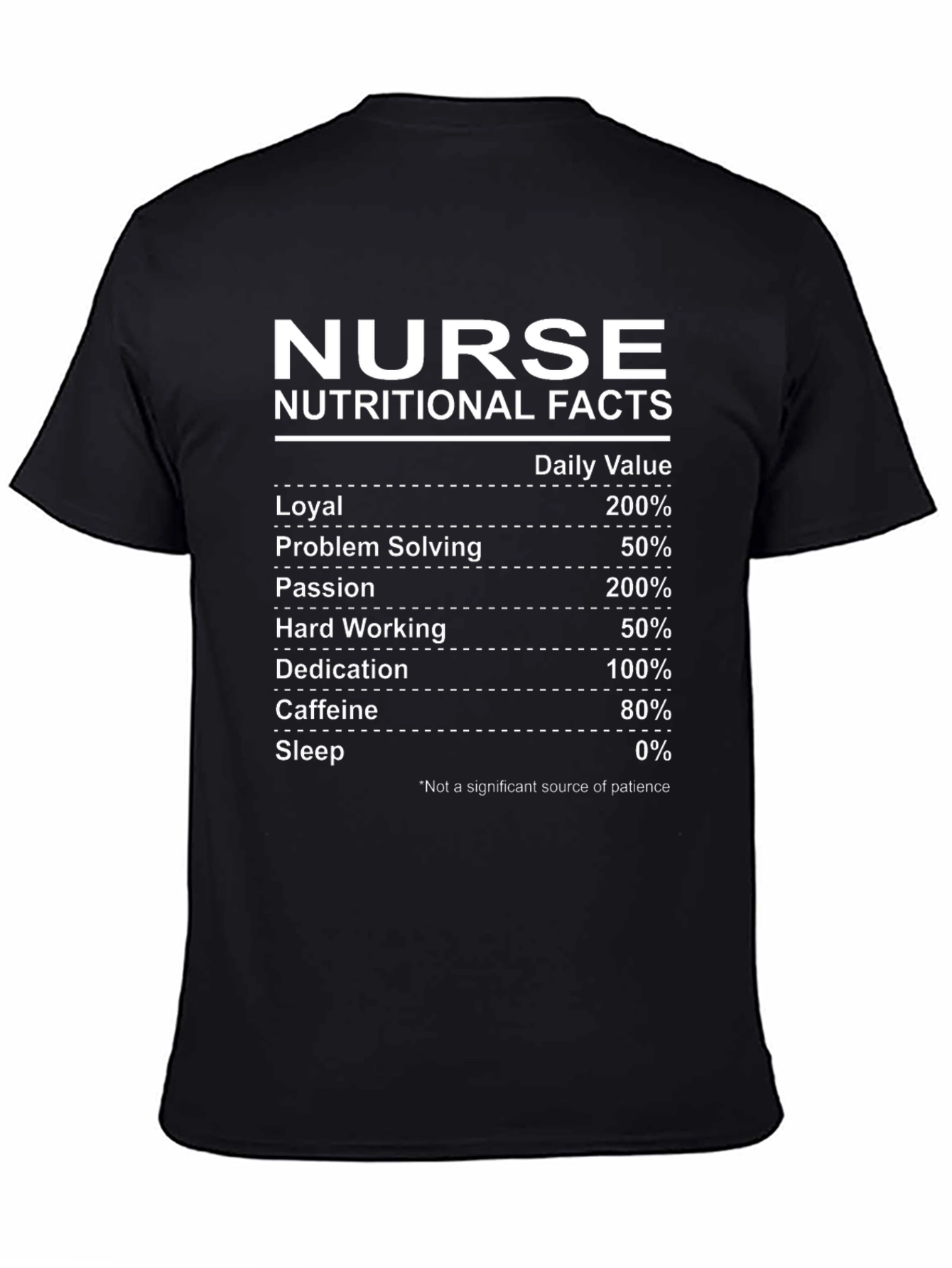 Nurse Nutritional Facts Black T-Shirt