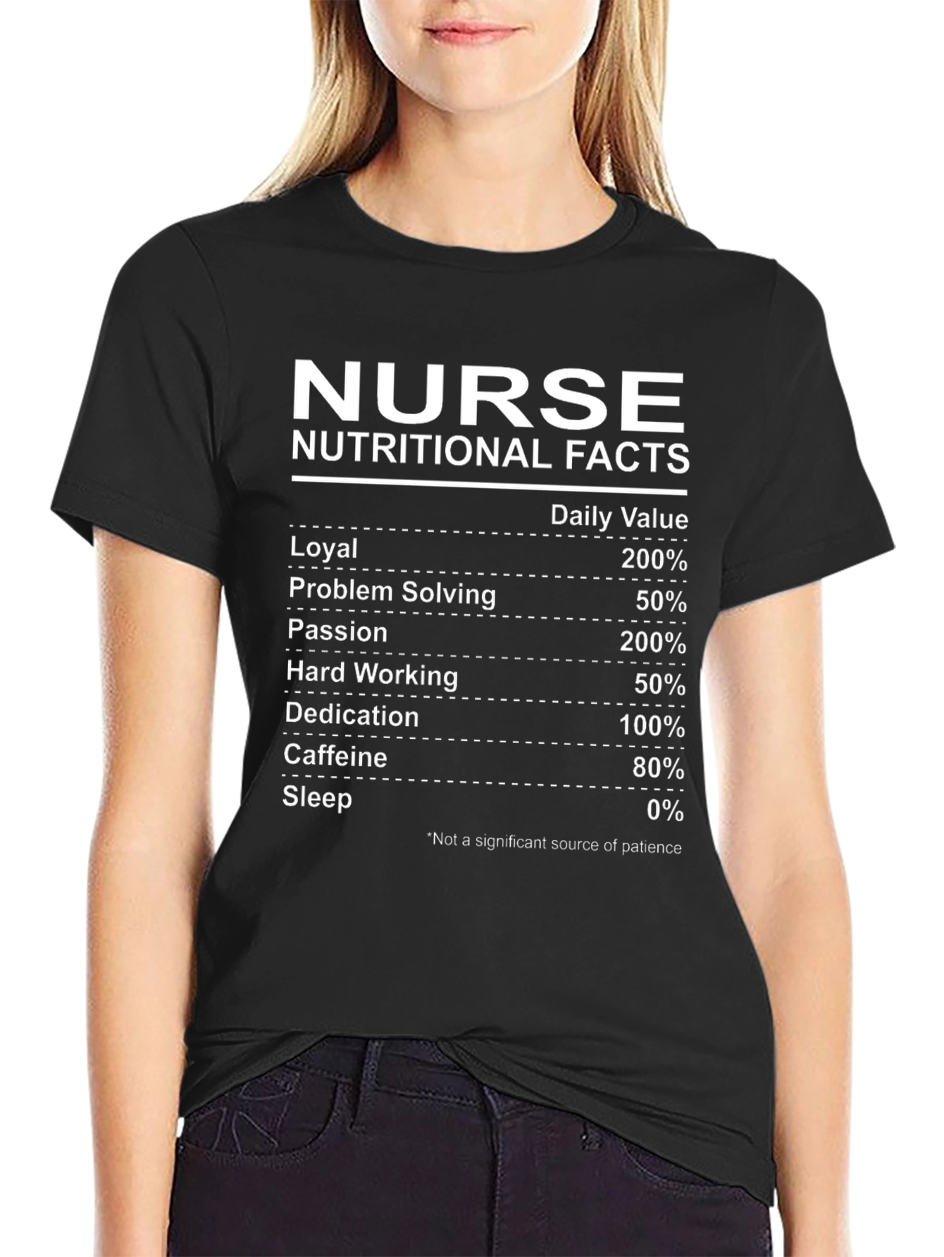 Nurse Nutritional Facts Black T-Shirt