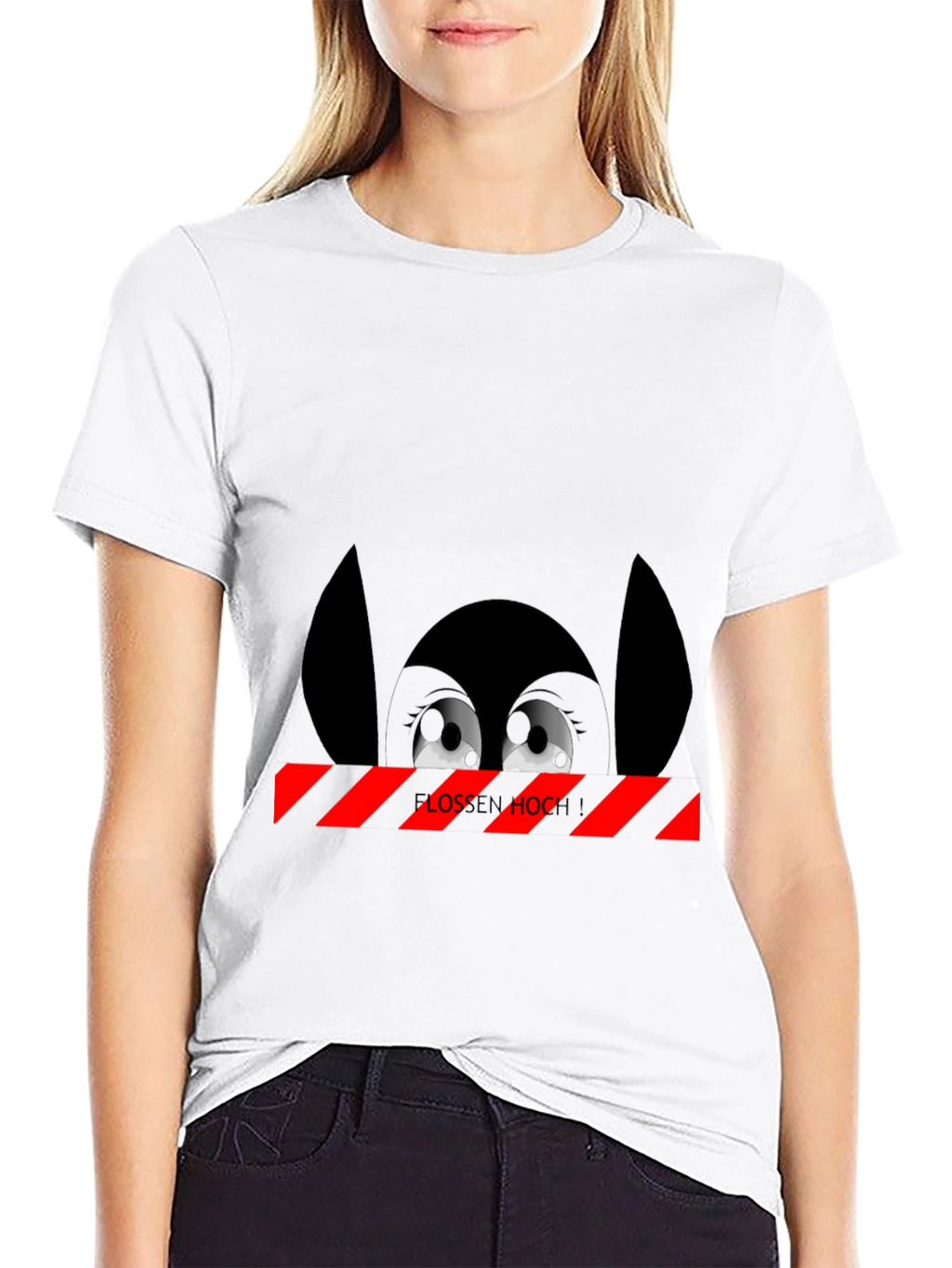 Cartoon Eyes Black T-Shirt - Flossen Hoch!