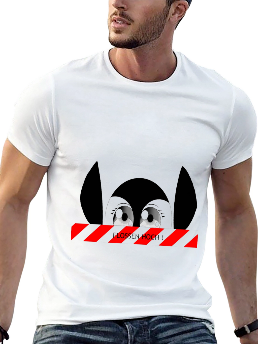 Cartoon Eyes Black T-Shirt - Flossen Hoch!