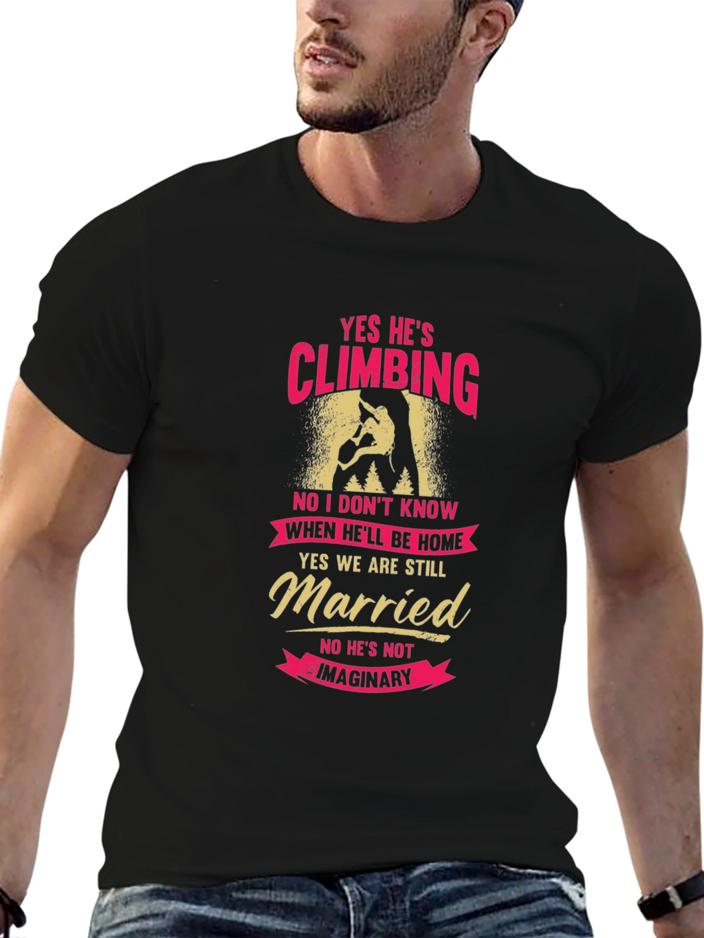 Climbing Husband Graphic Tee - Funny Married Life Shirt