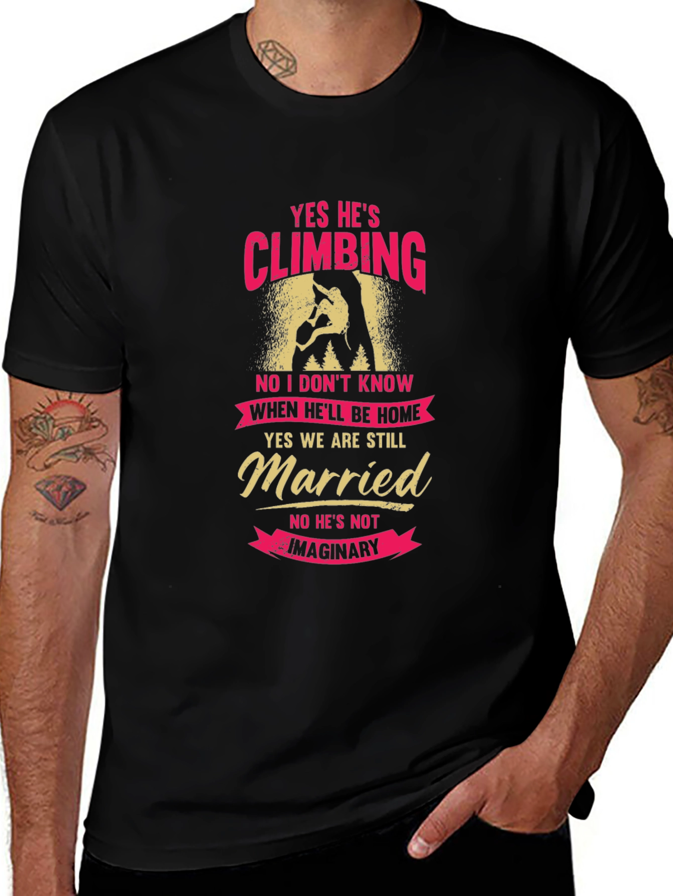 Climbing Husband Graphic Tee - Funny Married Life Shirt