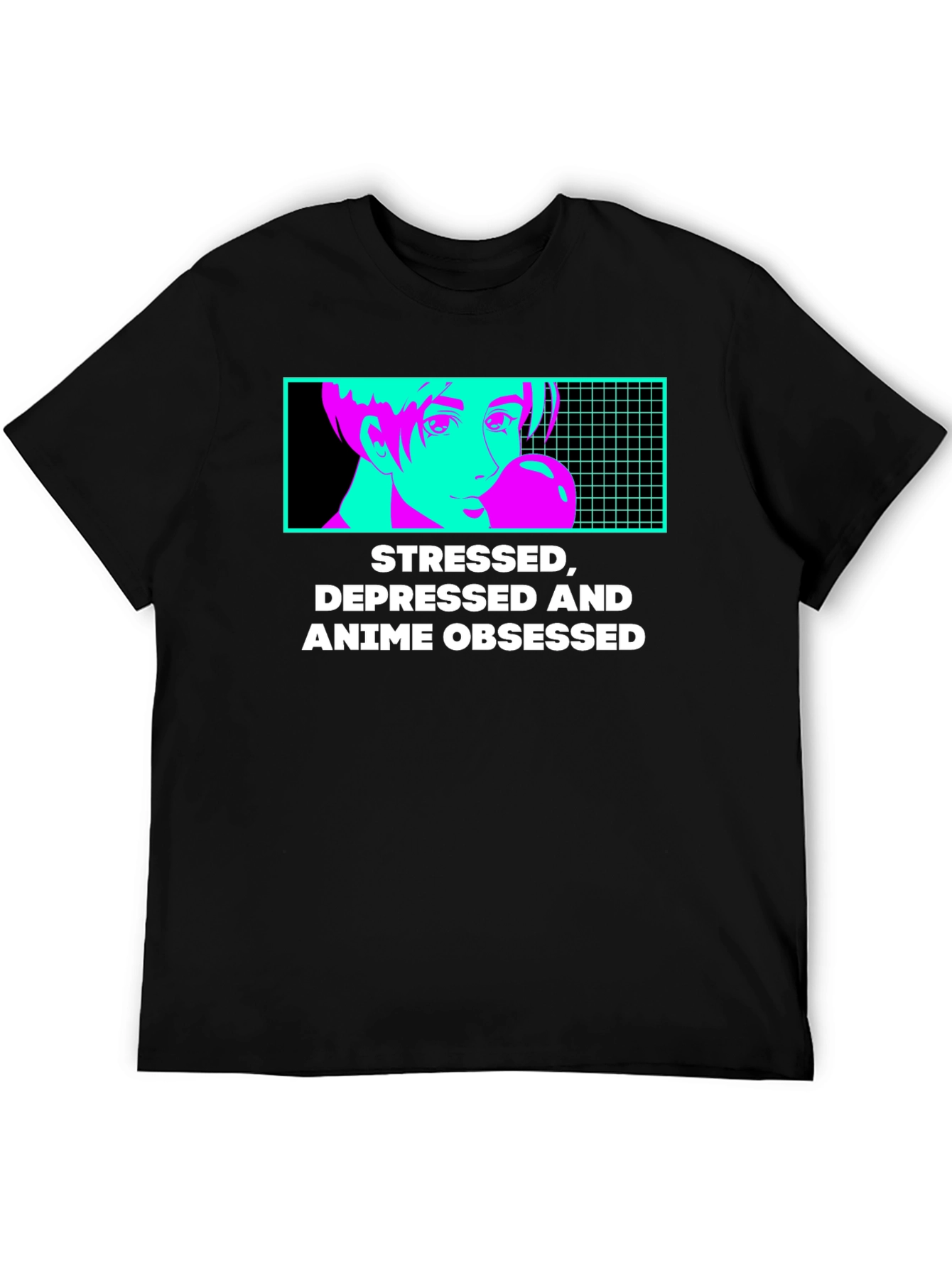 Stressed Depressed Anime Obsessed Graphic T-Shirt