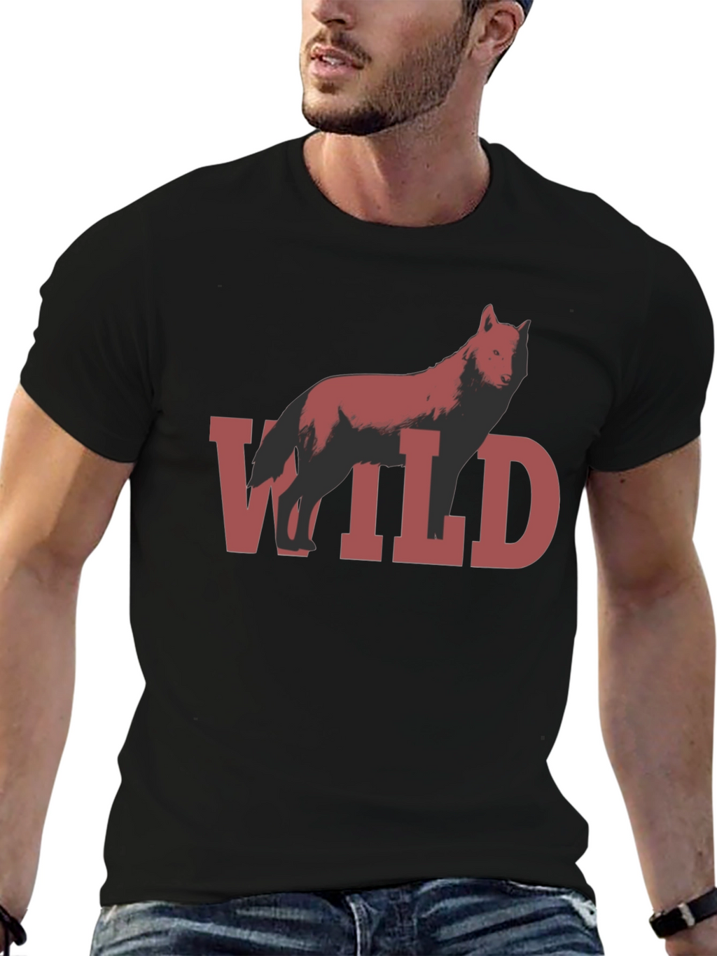 Wild Wolf Graphic T-Shirt - Black