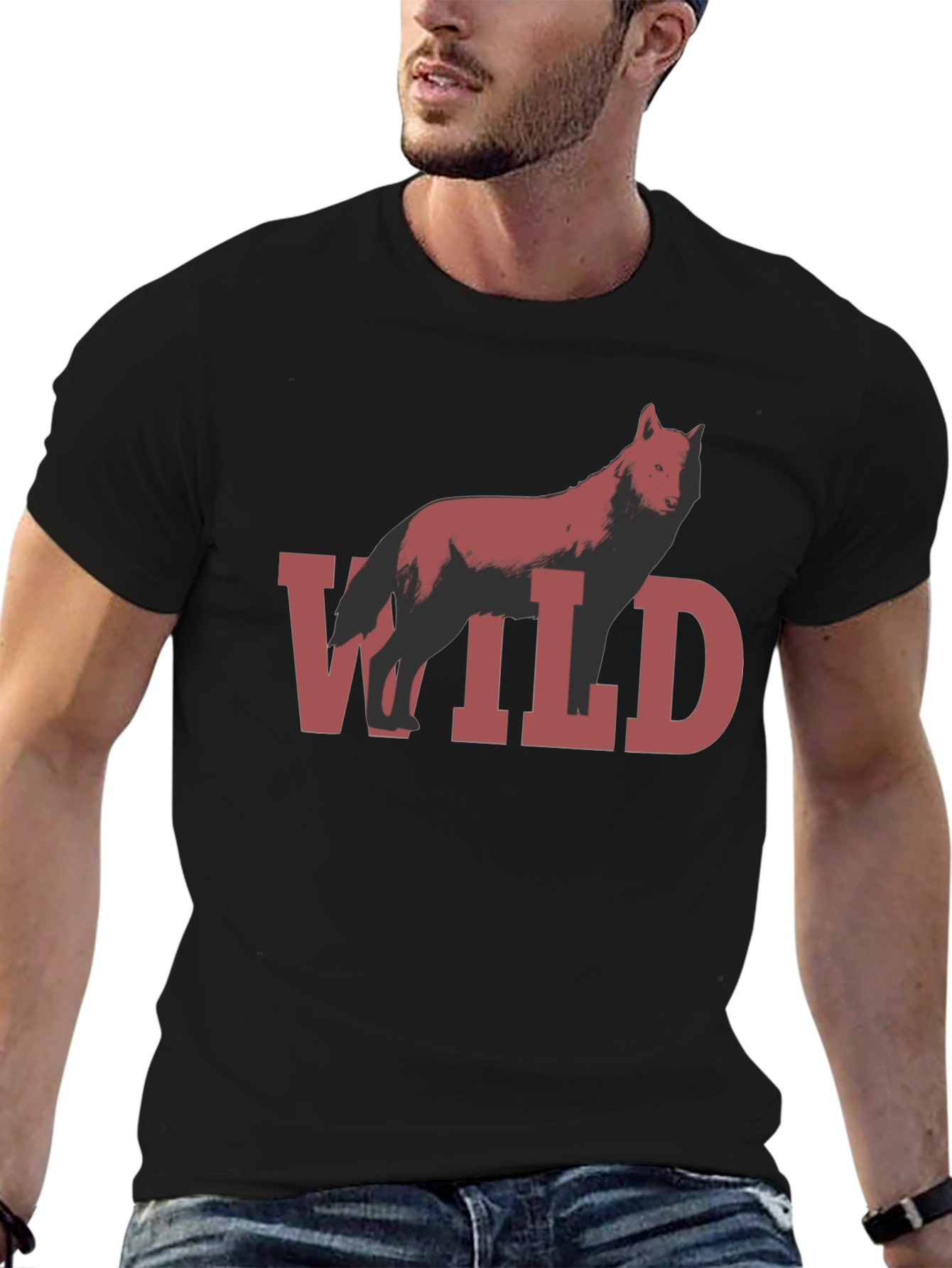 Wild Wolf Graphic T-Shirt - Black