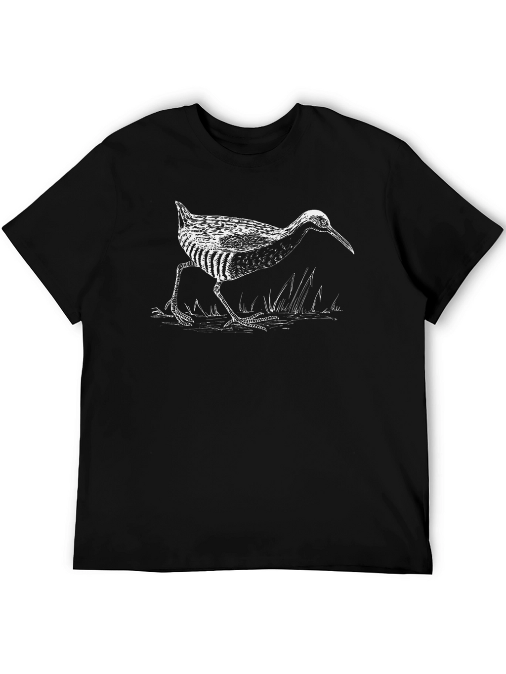 Black T-Shirt with Illustrated Bird