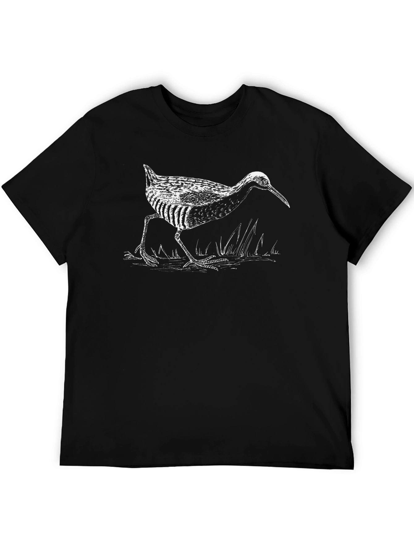 Black T-Shirt with Illustrated Bird