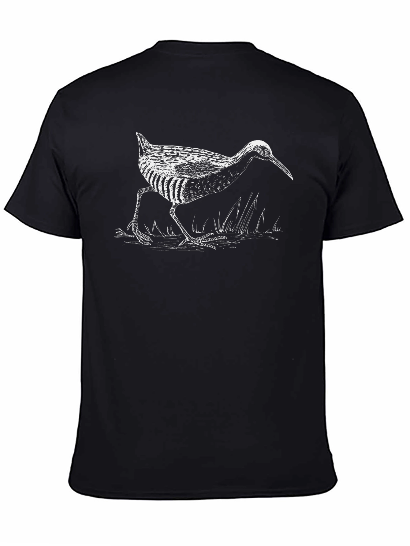 Black T-Shirt with Illustrated Bird