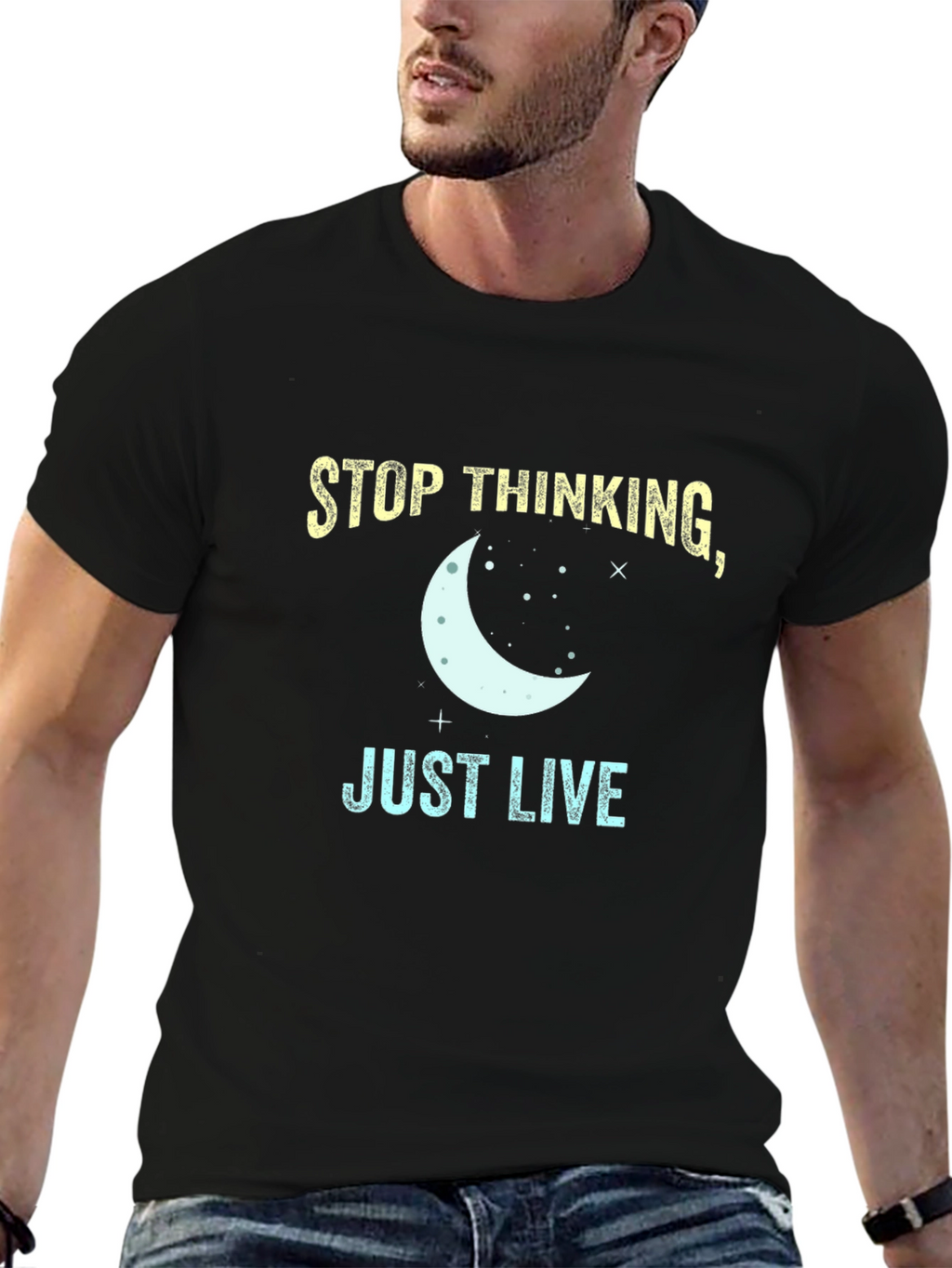 Stop Thinking Just Live T-Shirt - Black Tee