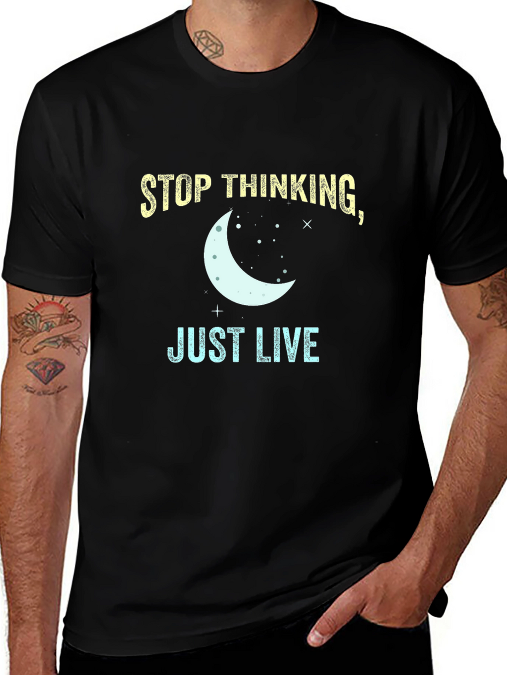 Stop Thinking Just Live T-Shirt - Black Tee