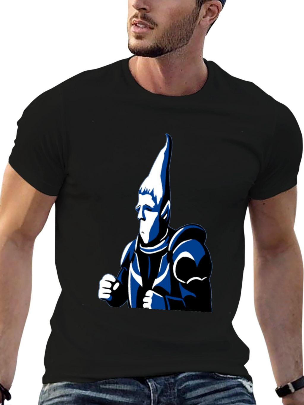 Black T-Shirt with Cartoon Knight Design