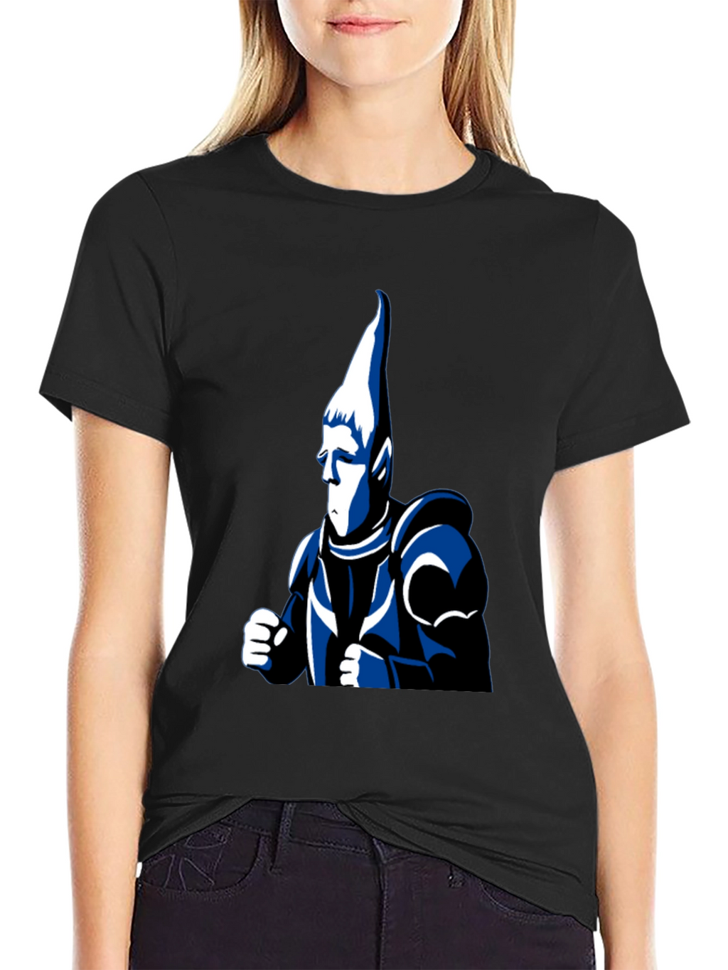 Black T-Shirt with Cartoon Knight Design