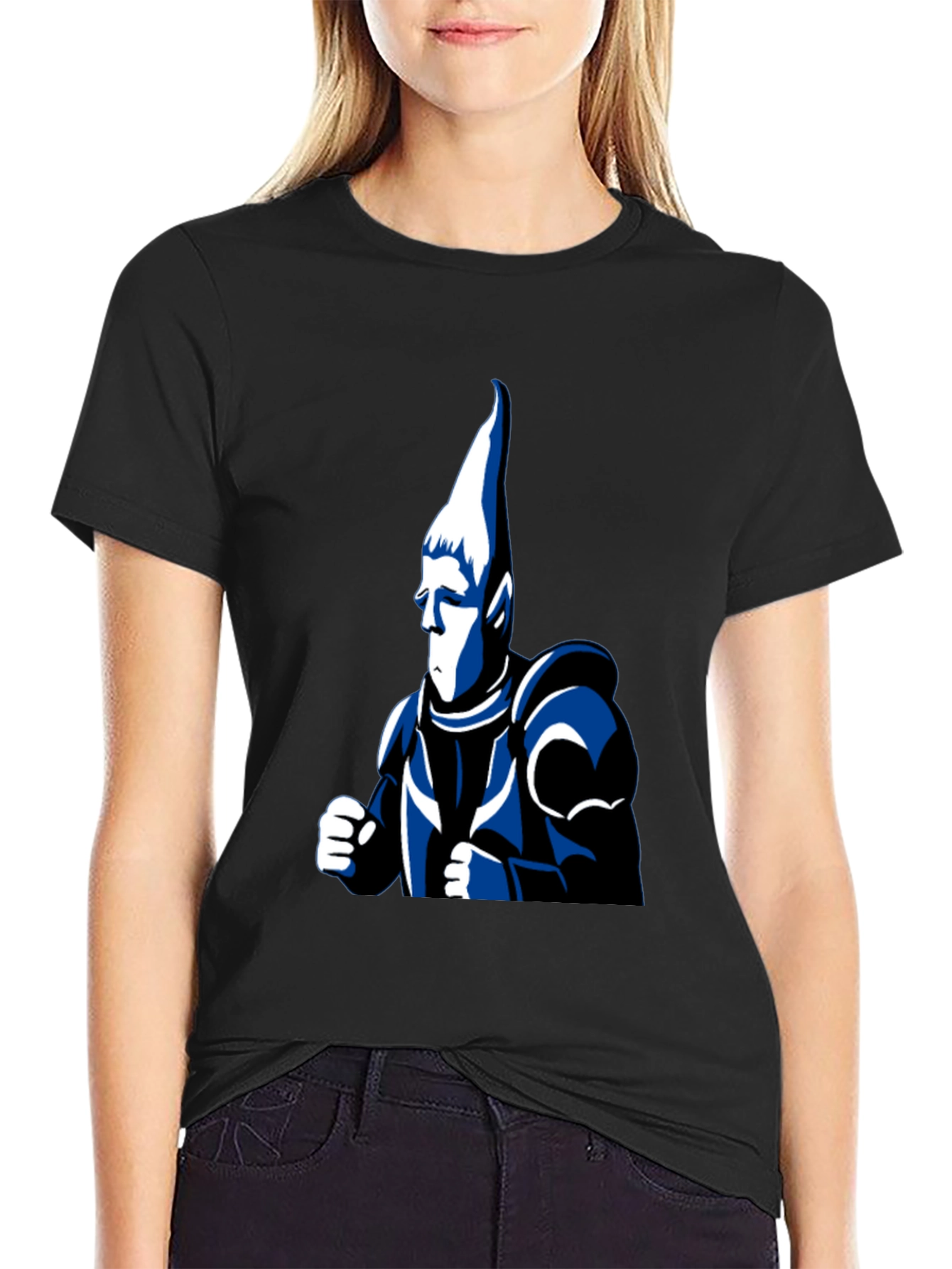 Black T-Shirt with Cartoon Knight Design