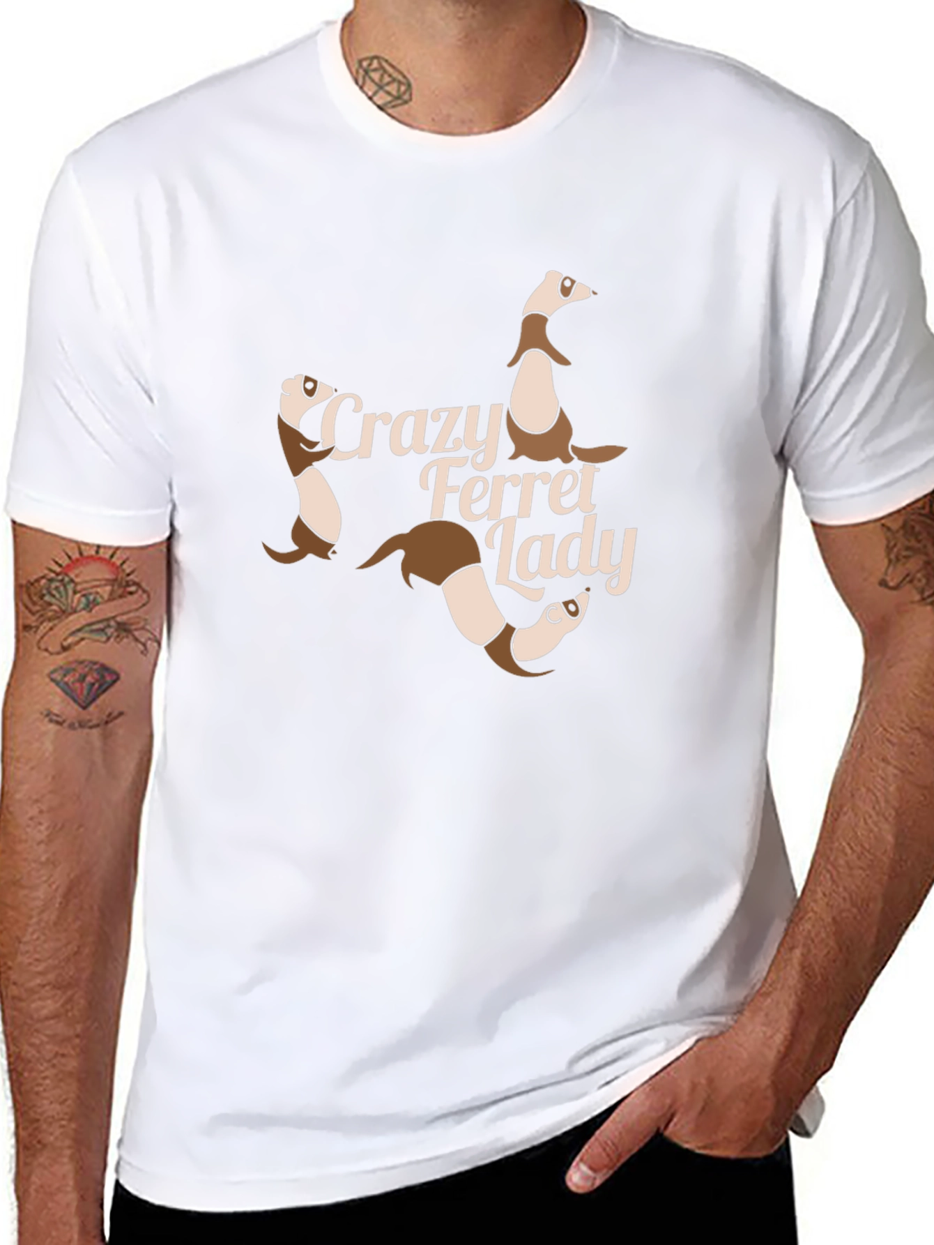 Crazy Ferret Lady Graphic T-Shirt - Black