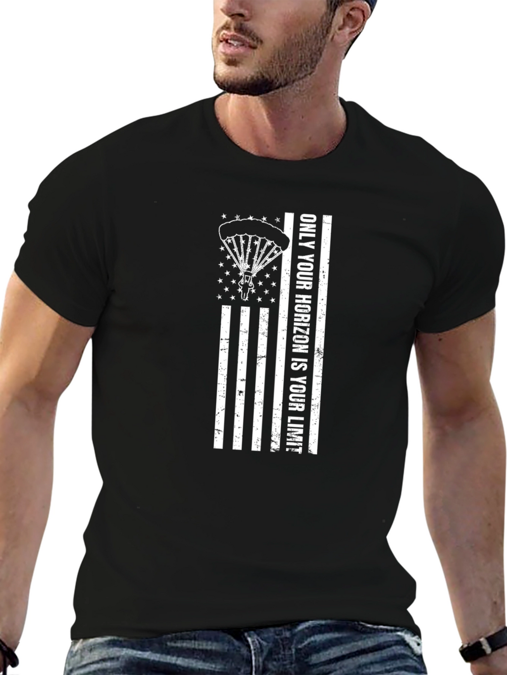 Horizon Limit Parachute T-Shirt - Black