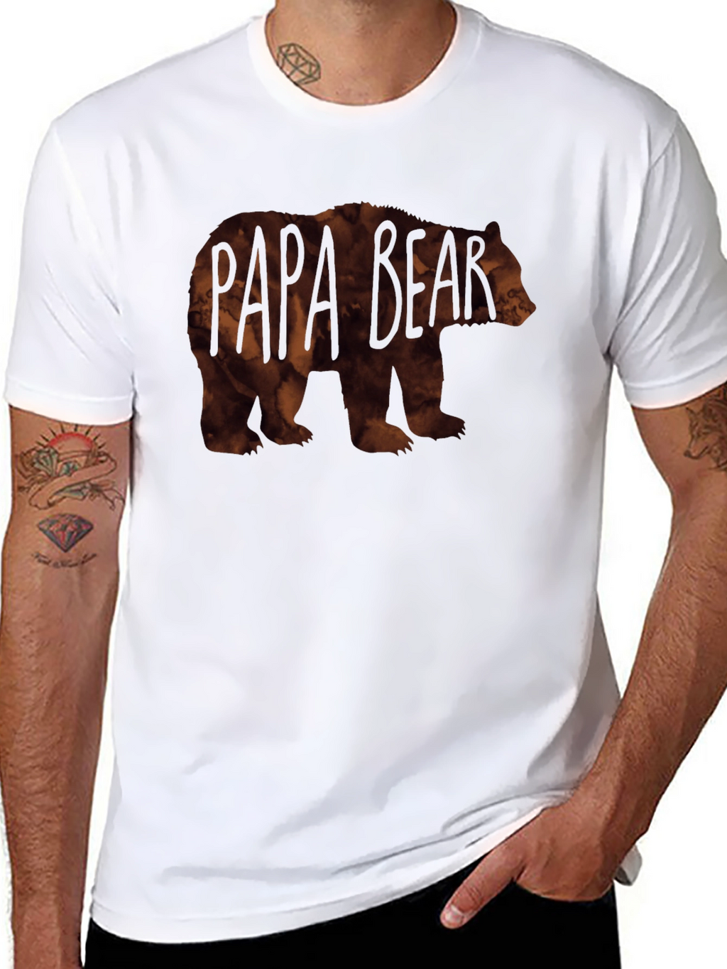 Papa Bear T-Shirt - Mens Black Crew Neck Tee
