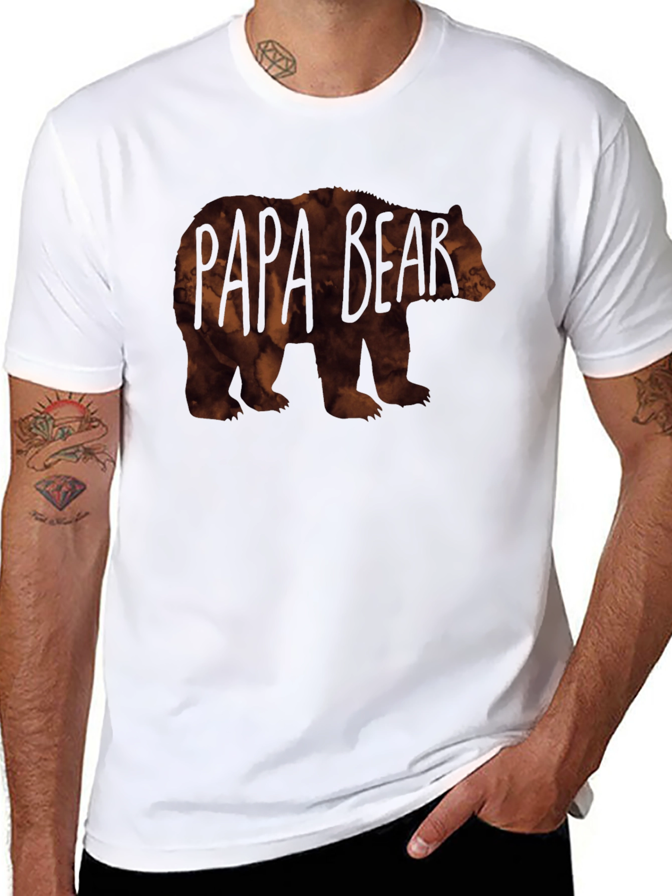 Papa Bear T-Shirt - Mens Black Crew Neck Tee