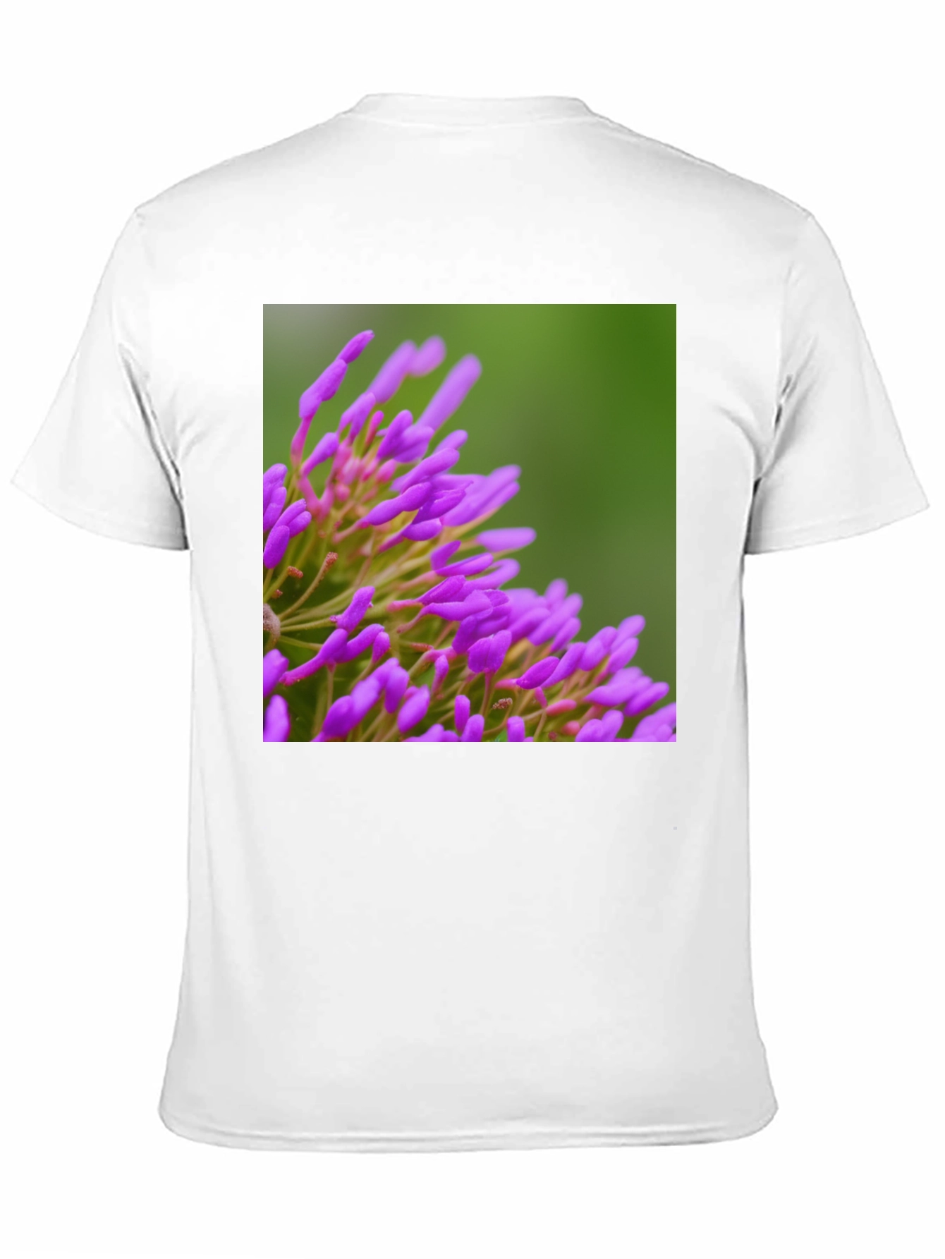 Purple Floral Print Black T-Shirt