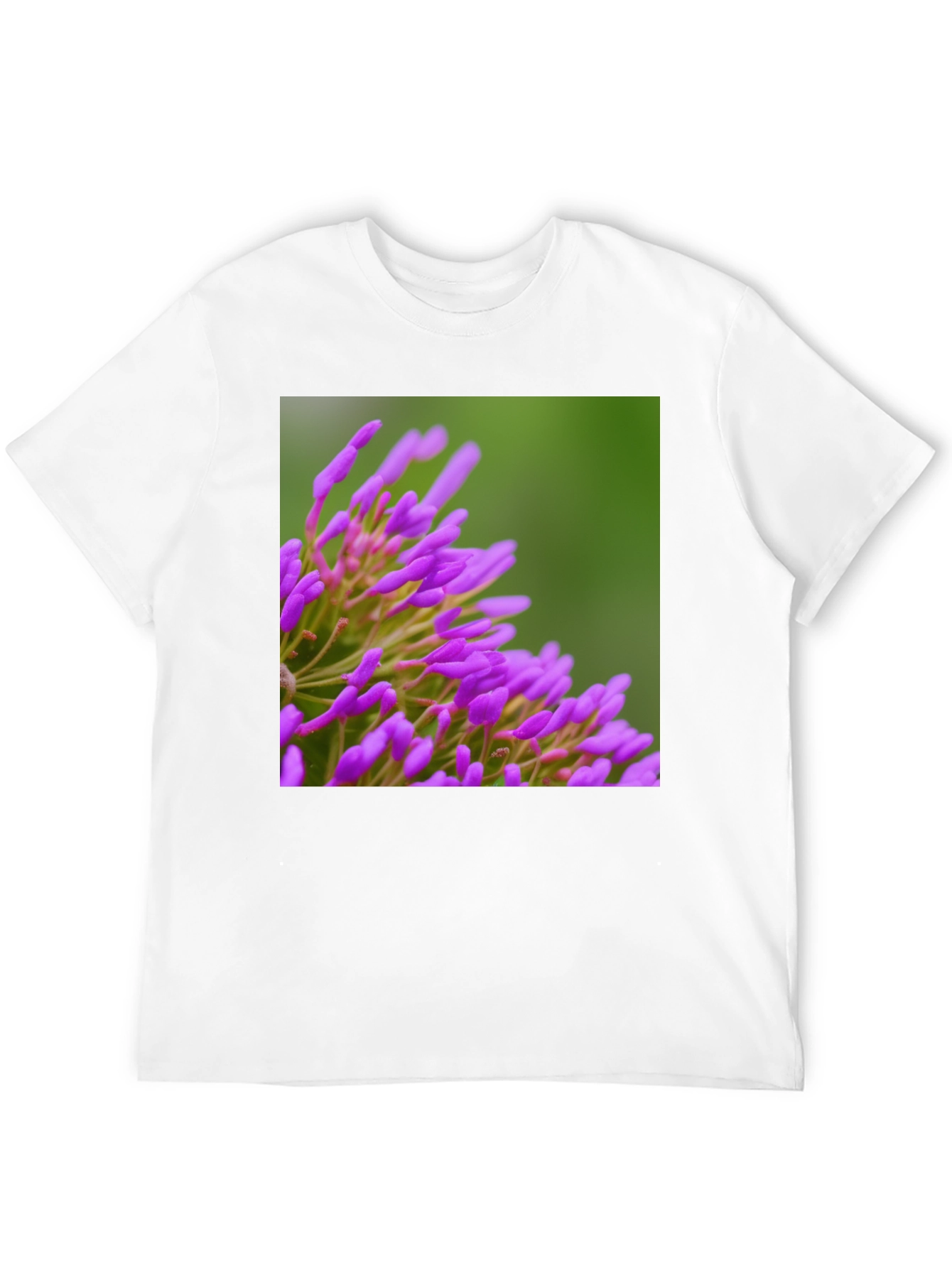 Purple Floral Print Black T-Shirt