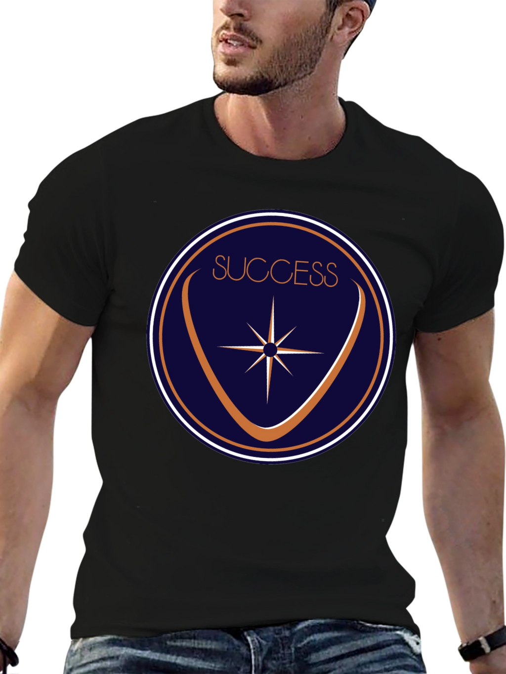 Success Circle Graphic Black T-Shirt