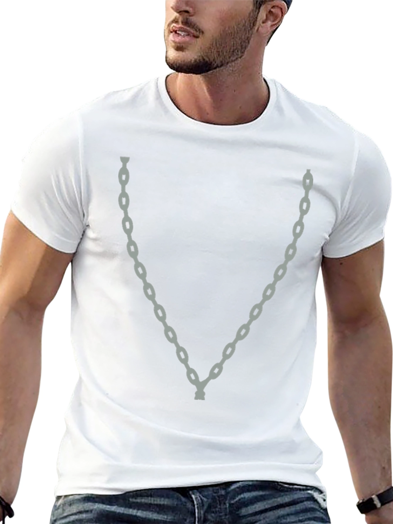 Chain Graphic Black T-Shirt - Trendy Casual Wear