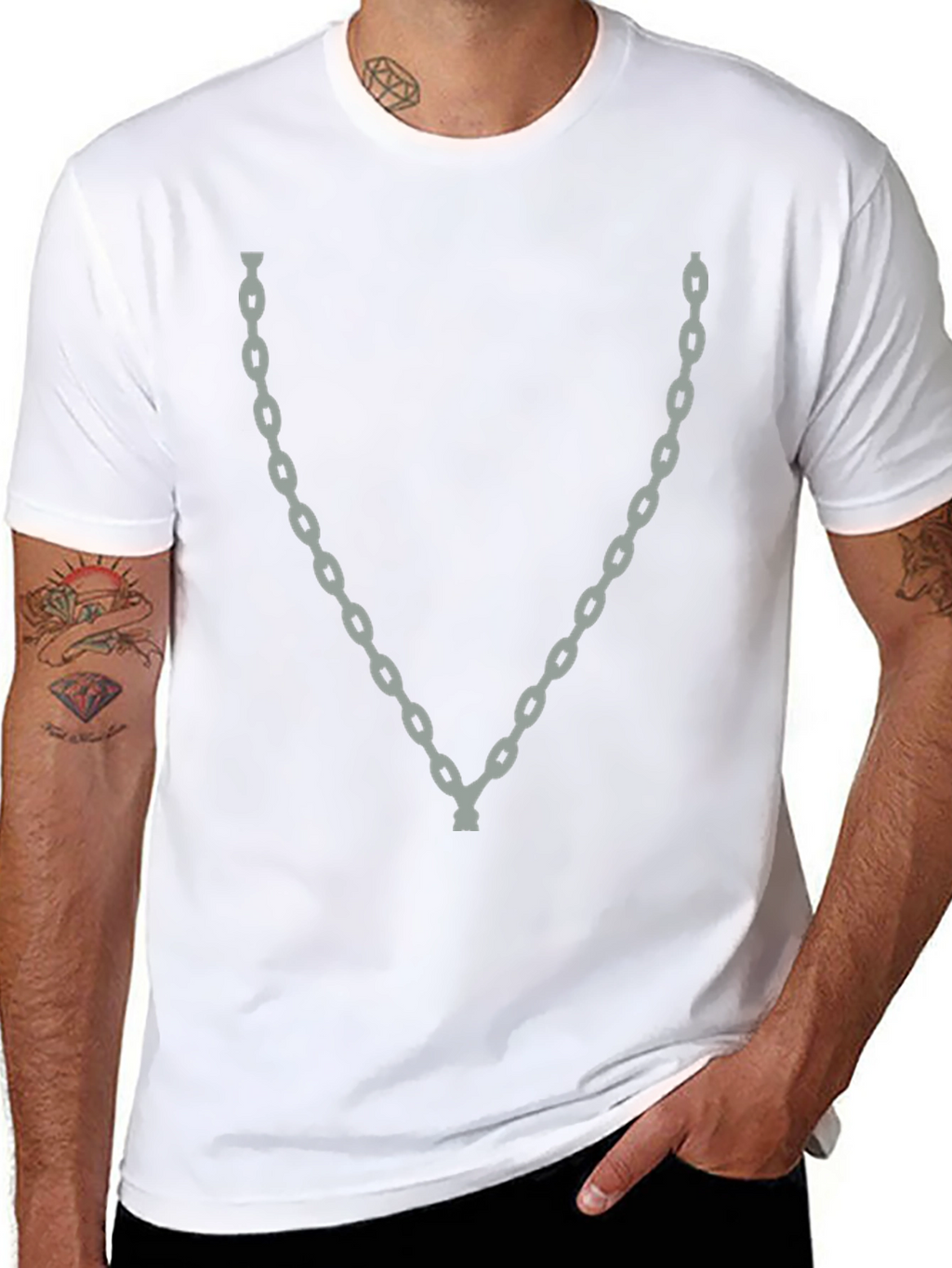 Chain Graphic Black T-Shirt - Trendy Casual Wear