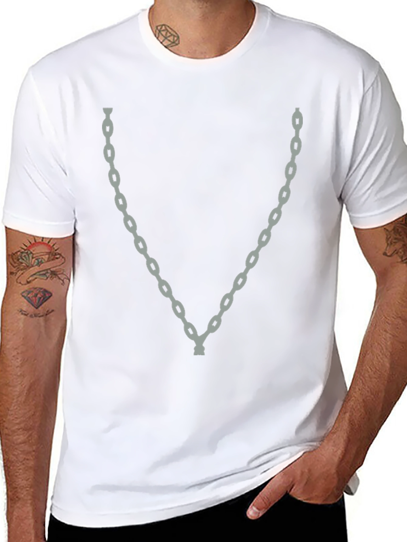Chain Graphic Black T-Shirt - Trendy Casual Wear