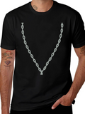 Chain Graphic Black T-Shirt - Trendy Casual Wear