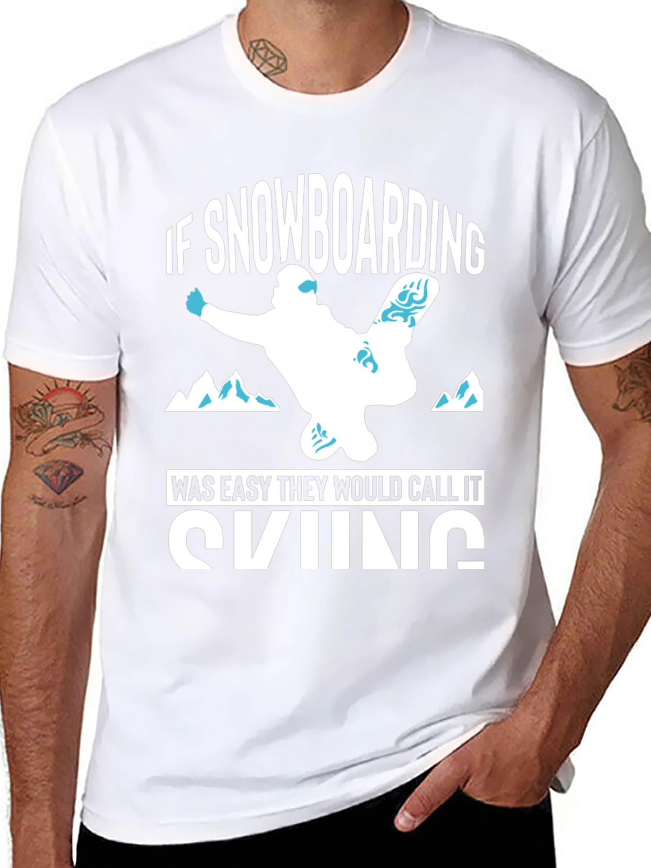 Funny Snowboarding vs Skiing Black T-Shirt