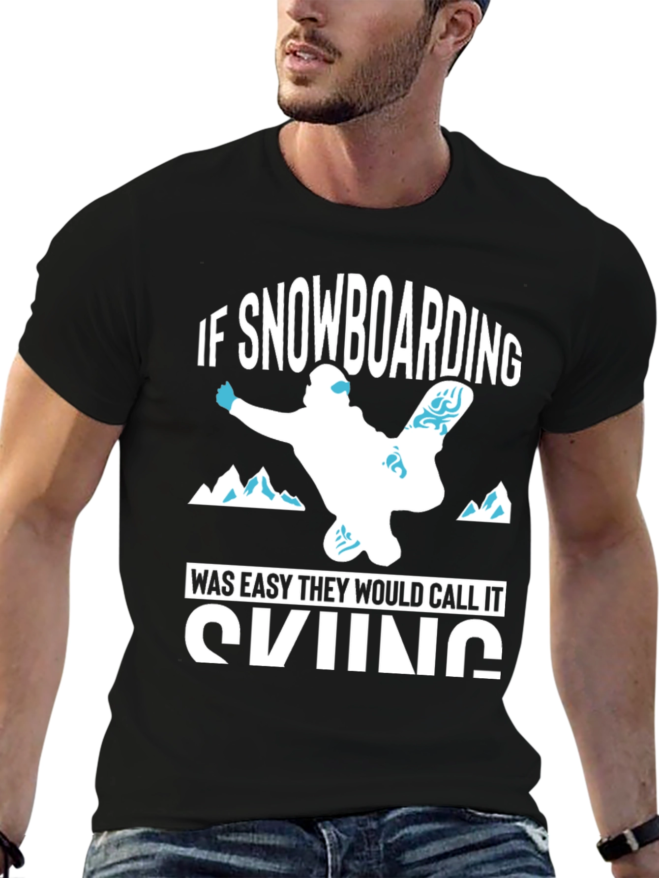 Funny Snowboarding vs Skiing Black T-Shirt