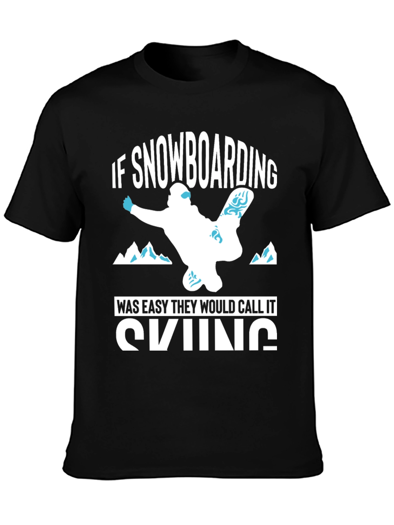 Funny Snowboarding vs Skiing Black T-Shirt