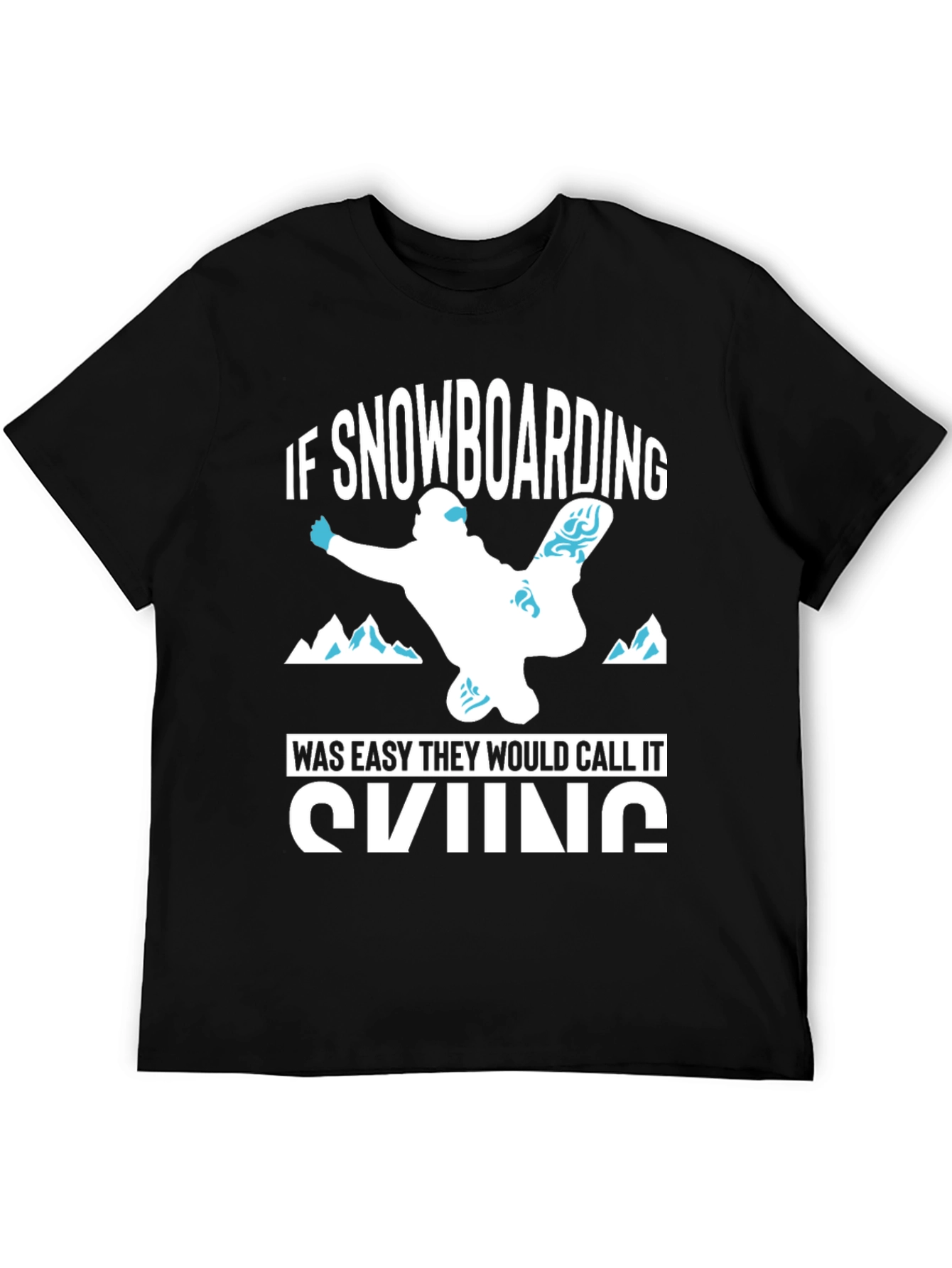 Funny Snowboarding vs Skiing Black T-Shirt