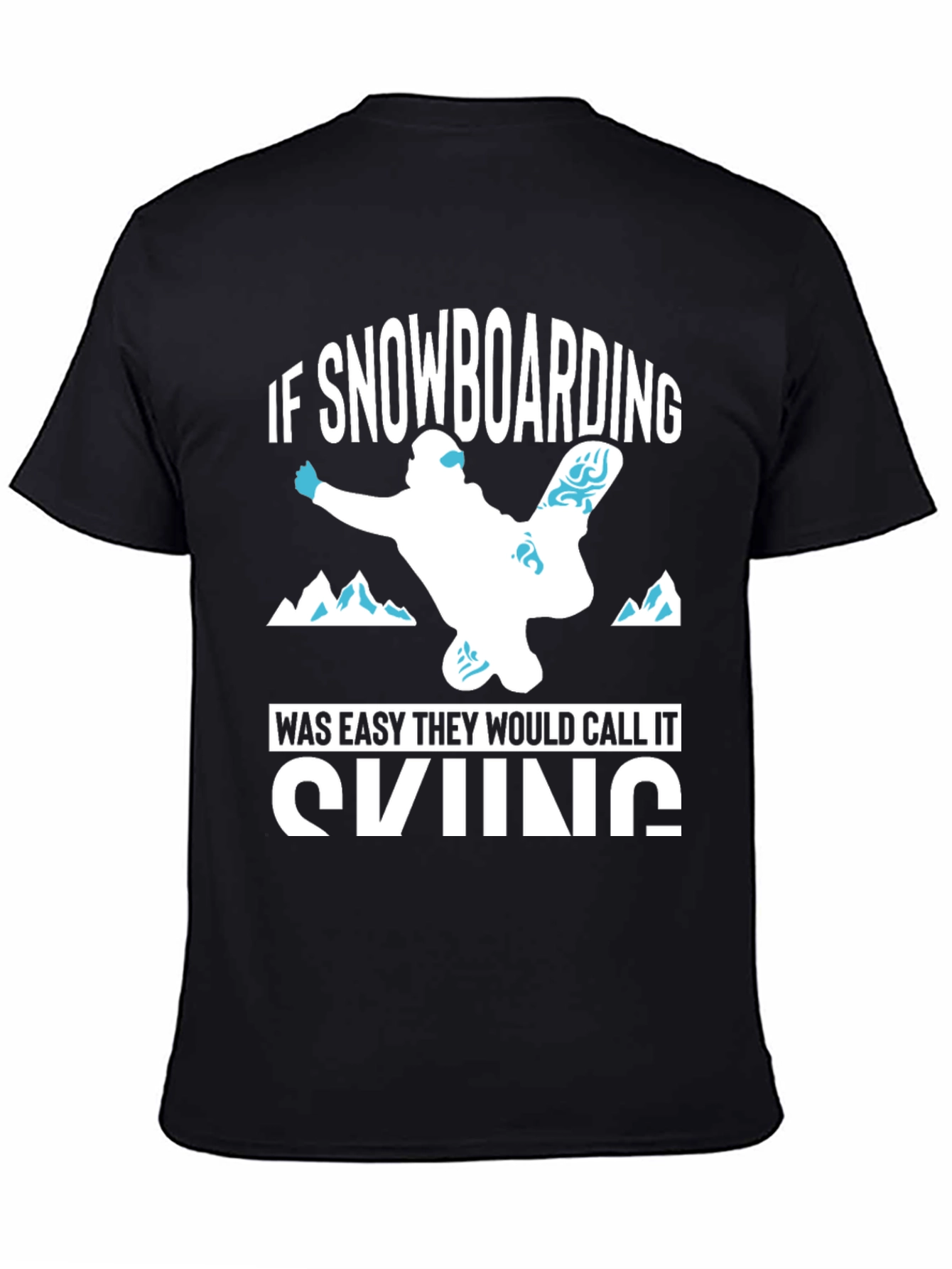 Funny Snowboarding vs Skiing Black T-Shirt