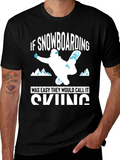 Funny Snowboarding vs Skiing Black T-Shirt
