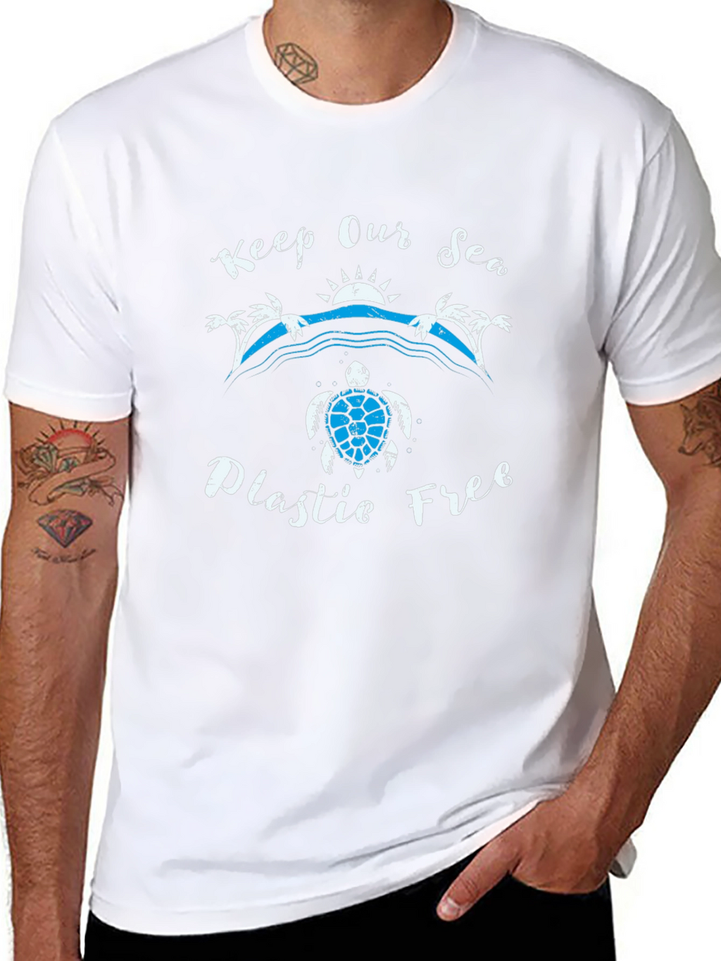 Keep Our Sea Plastic Free Black T-Shirt