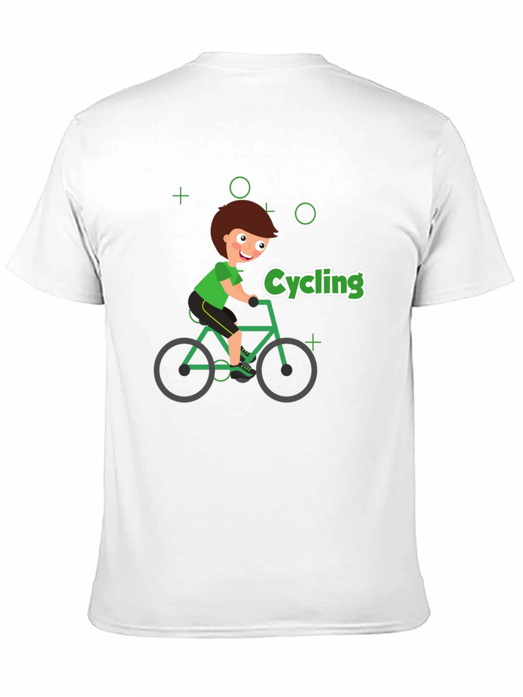 Cycling Cartoon Graphic Print Black T-Shirt