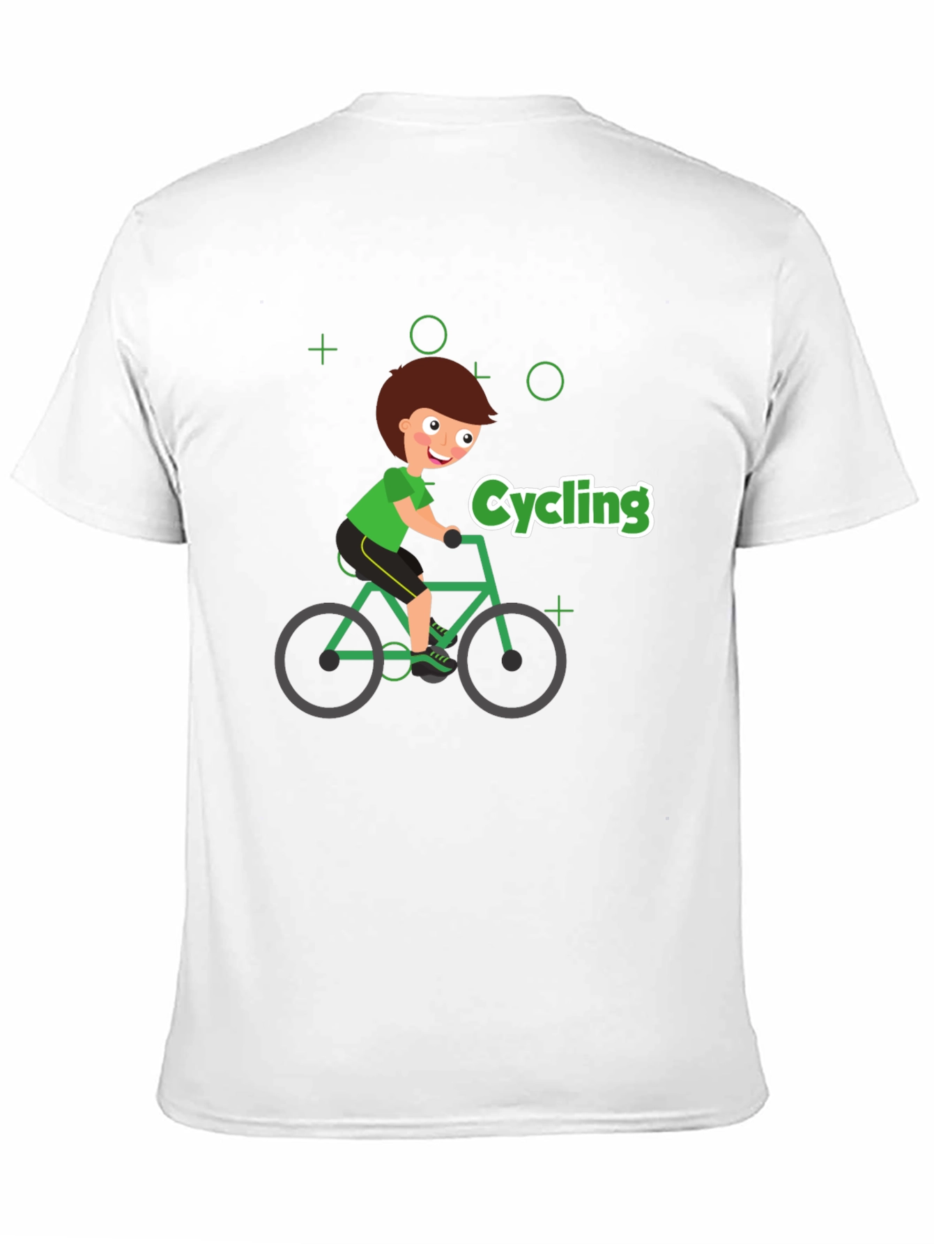 Cycling Cartoon Graphic Print Black T-Shirt