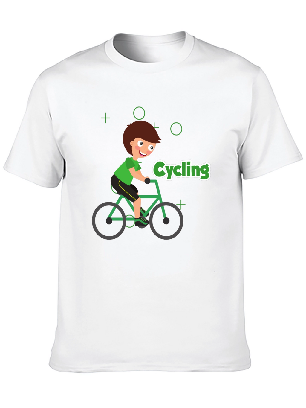 Cycling Cartoon Graphic Print Black T-Shirt