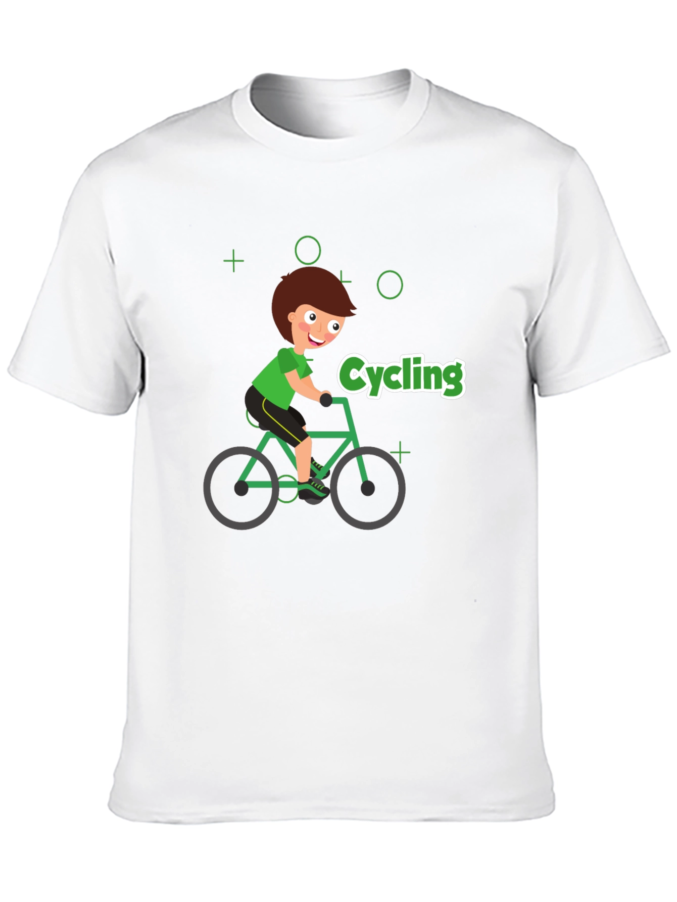 Cycling Cartoon Graphic Print Black T-Shirt