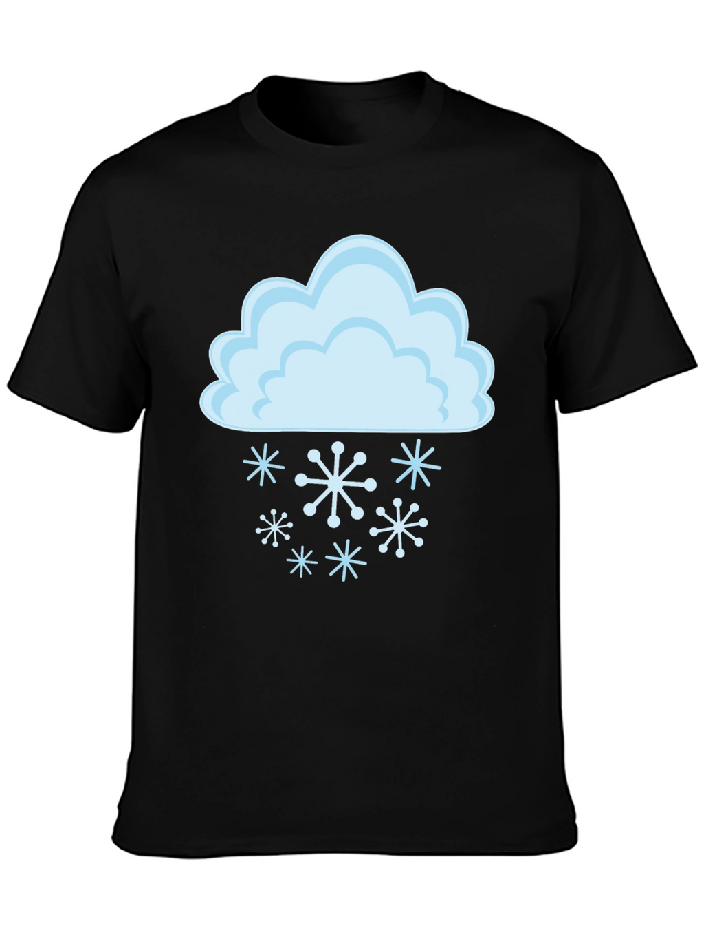 Snowy Cloud Graphic Tee - Black Cotton T-Shirt